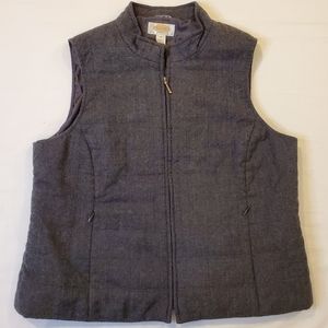 Talbot's Petites 100% Wool Zip Front Quilted Vest Charcoal Gray Women's Size 12P